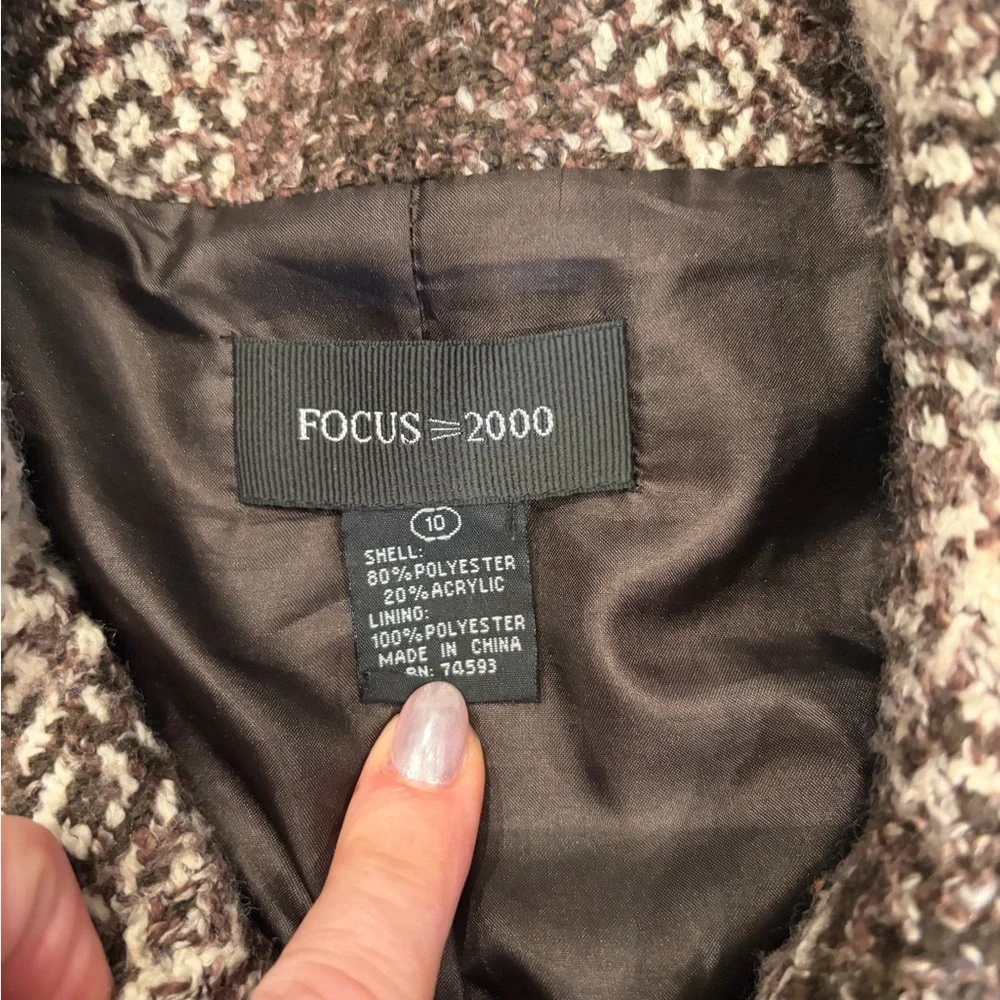 Focus 2000 Brown Plaid Cape Coat